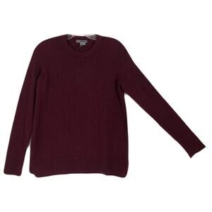 Nwot VINCE Sweater Women S Cashmere Burgundy Maroon Crew Slit Side Long-Slv